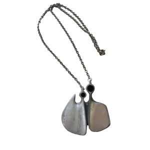 Eivind Hillestadt Black Pewter Vintage Necklace Large Metal Pendant Chain